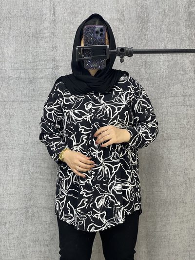 شومیز مانتویی نخی دکمه دار