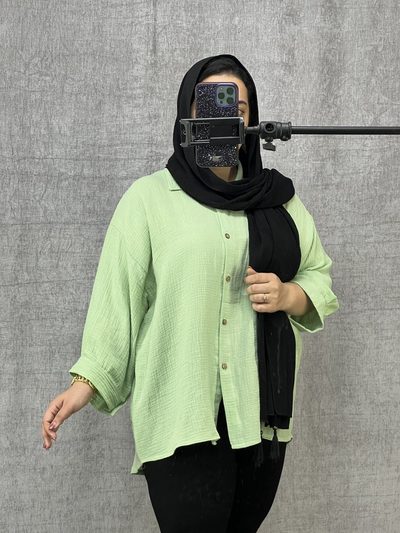 شومیز موسلینی پ سبز روشن