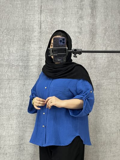 شومیز موسلینی ج آبی