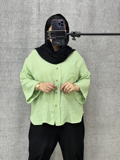 شومیز موسلینی ج سبز روشن