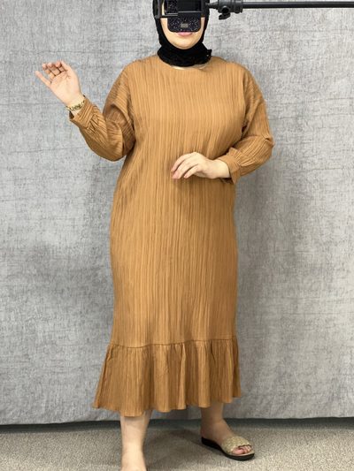 مانتو کراش نخ چین دار موکا